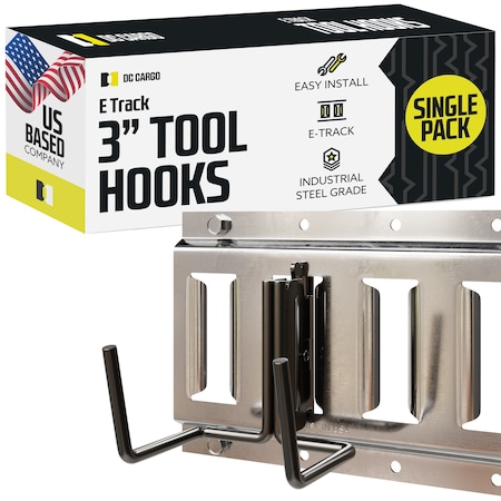 Extra-Wide E-Track Dual Arm Tool Hook, 3in Deep